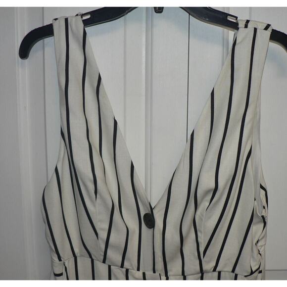 Topshop Women's Stripe Pinafore Midi Dress in Ivory Size 8 MSRP $85 - Picture 5 of 8